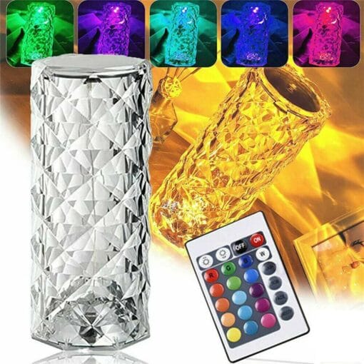 LED Crystal Table Lamp Diamond Rose Night Light Touch Atmosphere