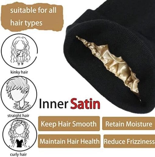 Satin-Lined Winter Knit Beanie for Women